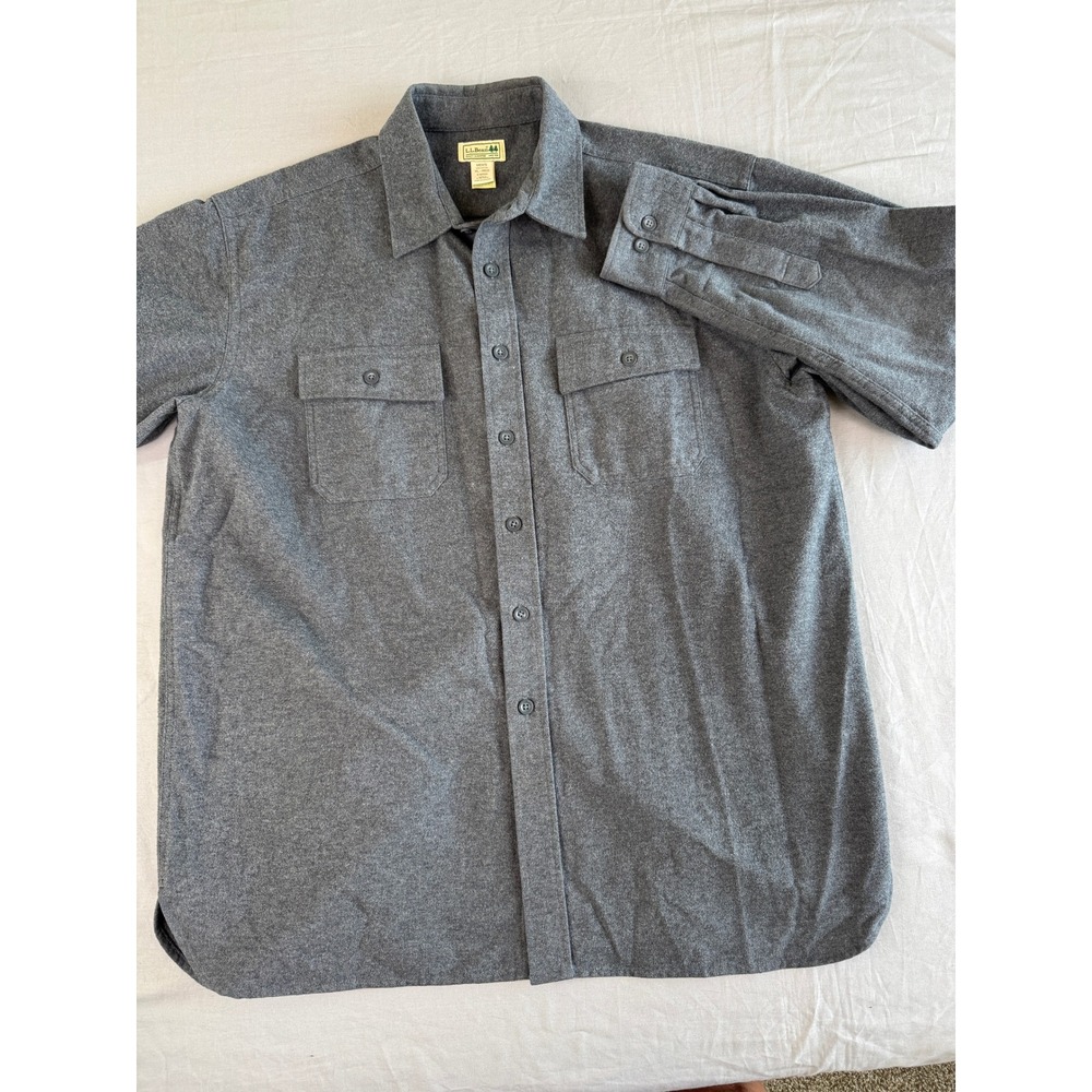 L.L. Bean Chamois Flannel Shirt XL Gray Button Down Long Sleeve Cotton Top